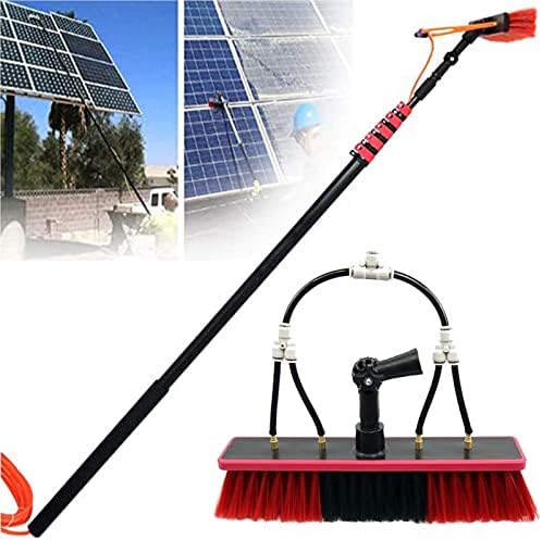 Glass Cleaning Brush Home Water Fed Telescopic Pole Kit Solar Panel Brush Rotating for Photovoltaic PanelSolar Panel Cleaning Brush Set with 6M Extension Pole Window Cleaning Equipment for