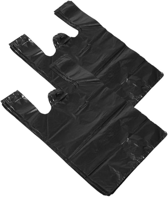 Mikinona 200pcs Thickened Plastic Trash Bags Black Kitchen Bathroom Garbage Liners Heavy-duty Household Waste Bags for Bedroom and Commercial Use