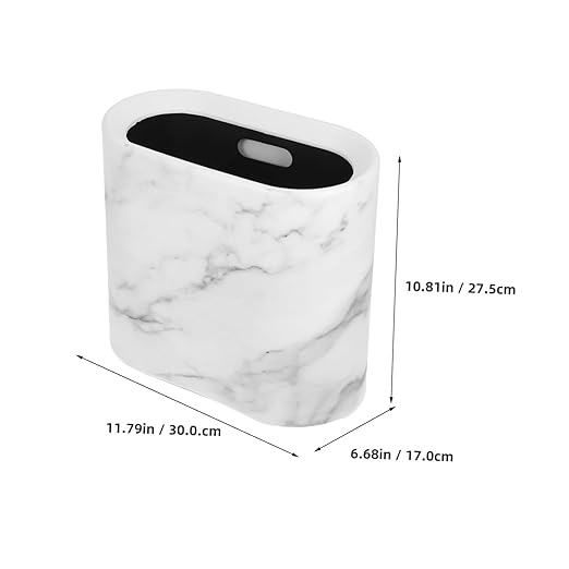 PRETYZOOM Marble Gap Trash Can Home Kitchen Bedroom Bathroom Wastebasket Elegant Design Space-Saving Suitable for Small Spaces