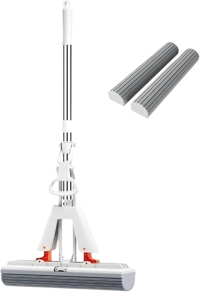 Squeezed Self Draining Rubber Cotton Mop Hand Free Magic Self-Cleaning Flat Household Cleaning ToolsReusable