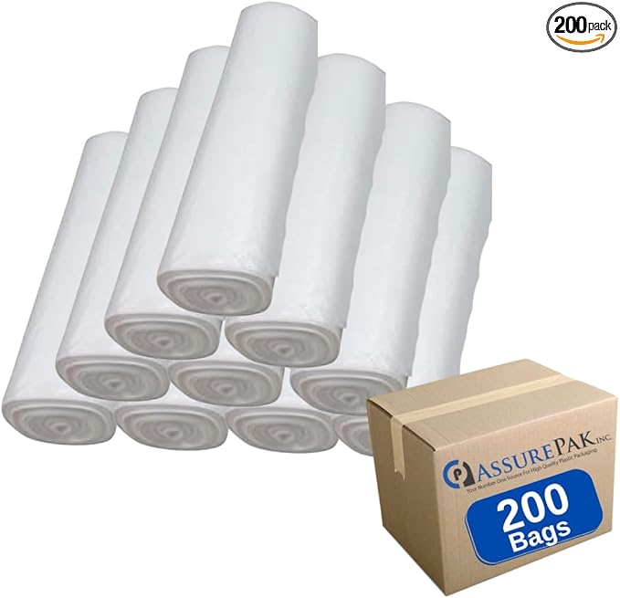 ASSUREPAK Clear (Natural Color) HDPE Coreless Trash Liners - 36x58 - 200 Bags - 13 microns - Clear - TL365813MWF - AssurePak
