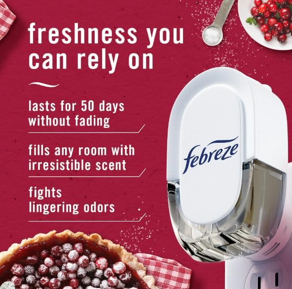 F.e.b.r.e.z.e Odor-Fighting Fade Defy Plug Air Freshener (2) of 0.87 fl oz Refills (Cranberry Crumble)