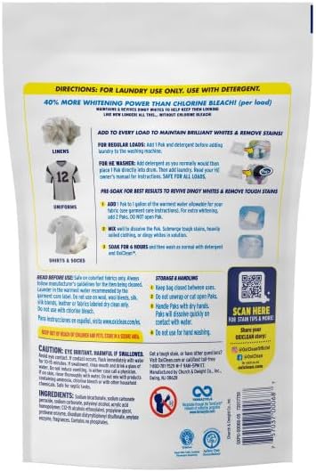 OxiClean White Revive Laundry Whitener &amp Stain Remover Safe on Colors Power Pack Use with Detergent Chlorine Free 24 Pods (Pack of 3)
