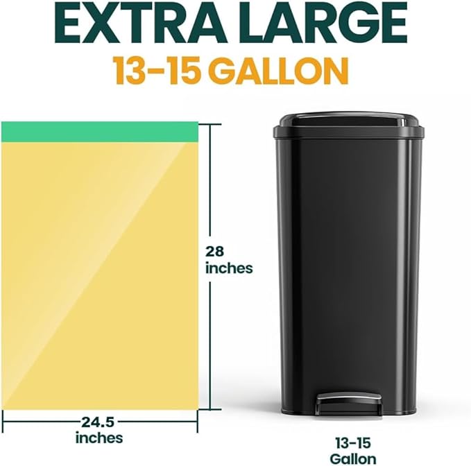 13 Gallon Trash Bags with Drawstrings 80 Bags Made from 50% Recycled Plastic Leakproof and Tear-Resistant Tall Kitchen Garbage Bags for Home and Office