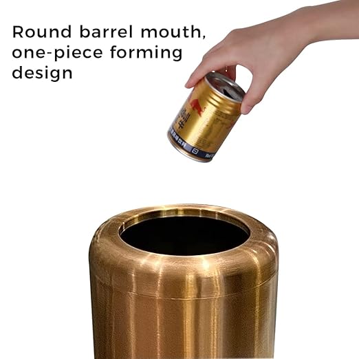 10L/2.6GAL Brushed Stainless Steel Trash canOpen Top Wastebasket BinGarbage Can for BathroomLiving RoomOfficeKitchenBedroomHotel (Rose Gold)