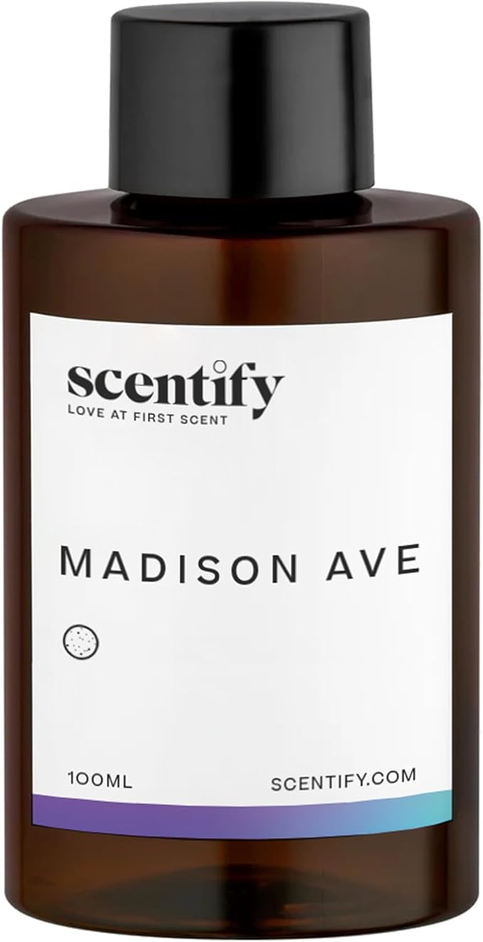 Scentify Madison Ave Aroma Oil Refill Scent for Oil Diffusers – Cassis Blossom Mandarin Neroli &amp White Woods – Luxurious Relaxing Aromatherapy Diffuser Fragrance 100ml 3.38 oz