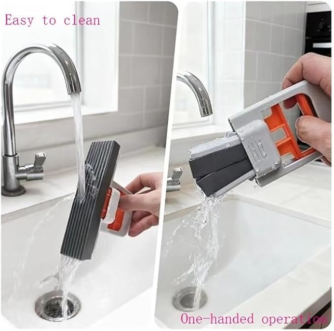 2-Pack mini Foldable Desktop mops mini and Portable with deep Groove one-Handed Squeeze Handle Replaceable mop Heads Wet and Dry use Suitable for bathrooms Kitchens countertops Glass