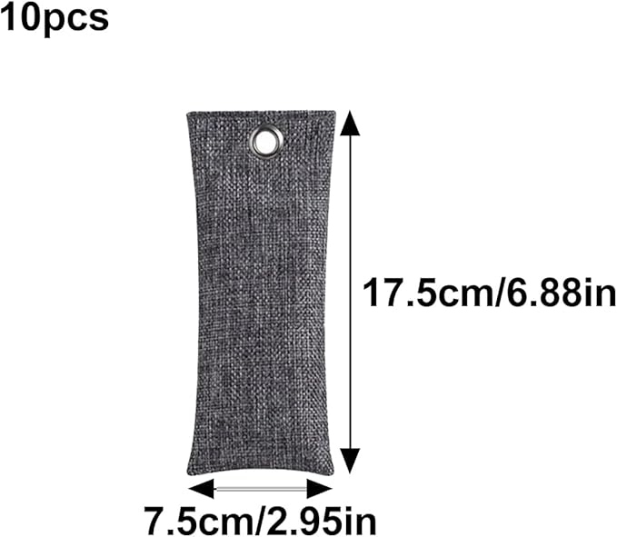 10PCS Activated Bamboo Charcoal Air Purifying Bag Air Freshener Bag Moisture Absorber for Refrigerator Home Car Gray