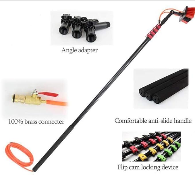 photovoltaic Cleaner Window Cleaning Pole Water Fed Pole Kit Window and Solar Cleaning Pole W/Water Fed Telesbrush/Brush Window and Solar Panel Cleaning System Windows Cleaning &amp Washing to