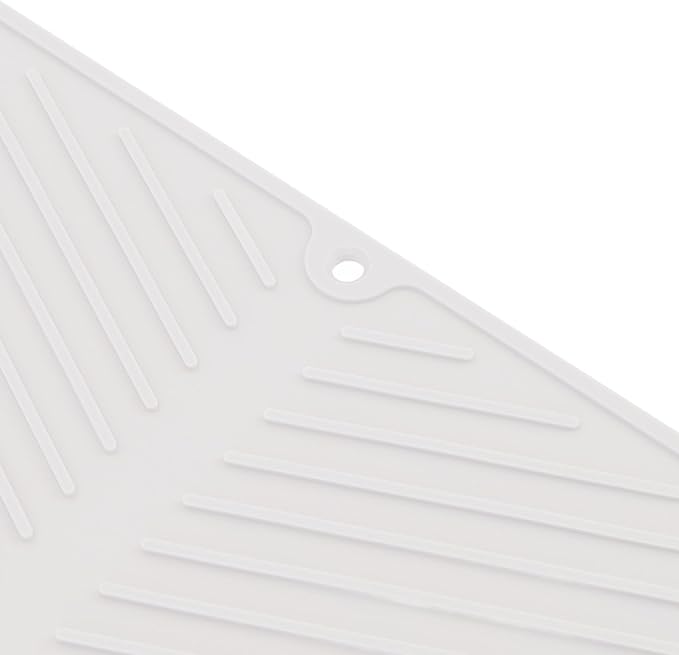 Draining Board Mat Non Slip Silicone Dish Drying Mat Flume Drain Board Drainer Mat for Kitchen Countertop Tabletop Accessories (White)