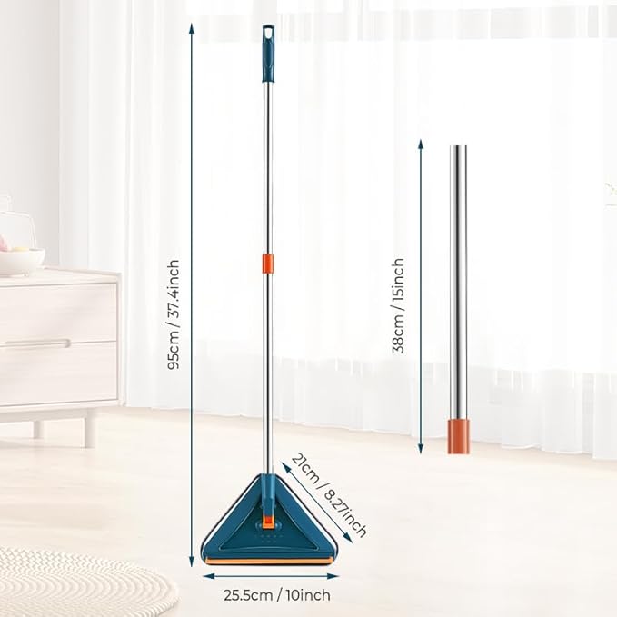 Wall Cleaner Mop with Long Handle 2025 Upgrade 360° Rotatable Adjustable Triangle Cleaning Mop Extendable Wall Washer Cleaner Tool for Floor Walls Ceilings and Baseboards (Blue Set A)
