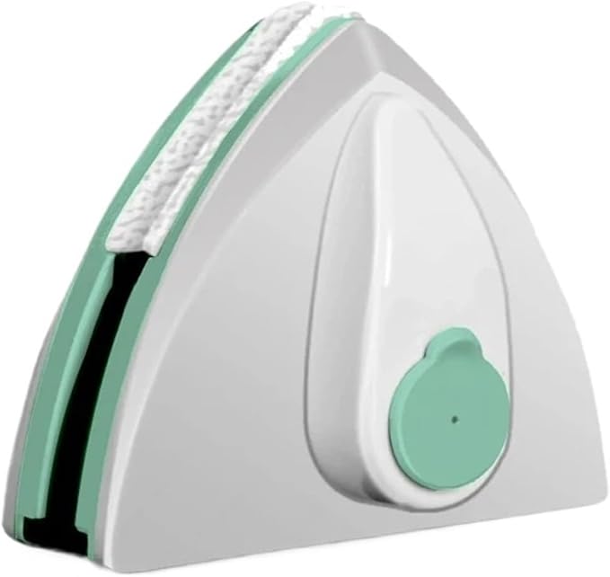 Magnetic Window Cleaner Brush Double-Side Automatic Water Discharge Wiper Glass Cleaning Household Tools(Green with cotton)