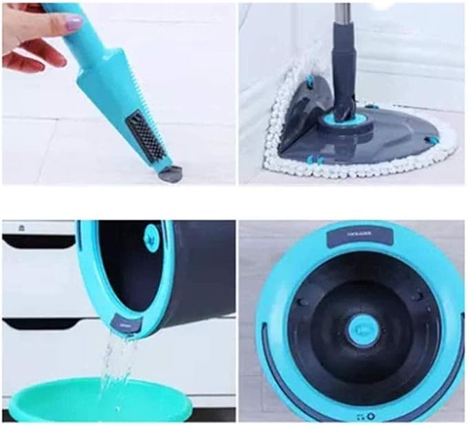 Mop  Rotating Bucket Set with 4 Microfiber Heads Slurry Clean Hygienic Dead Angle