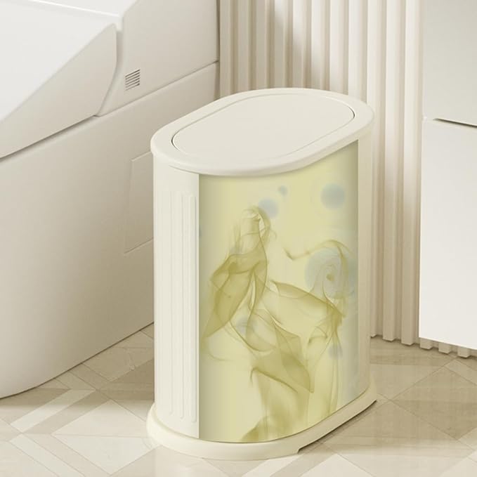 Steel Small Bathroom Trash Can with Lid Press Top 9L/2.4 Gallon Dog Proof Wastebasket with Removable Liner BucketSlim Bathroom Garbage Can Bin Under Desk/Sink BedroomLiving RoomOfficeDiaper
