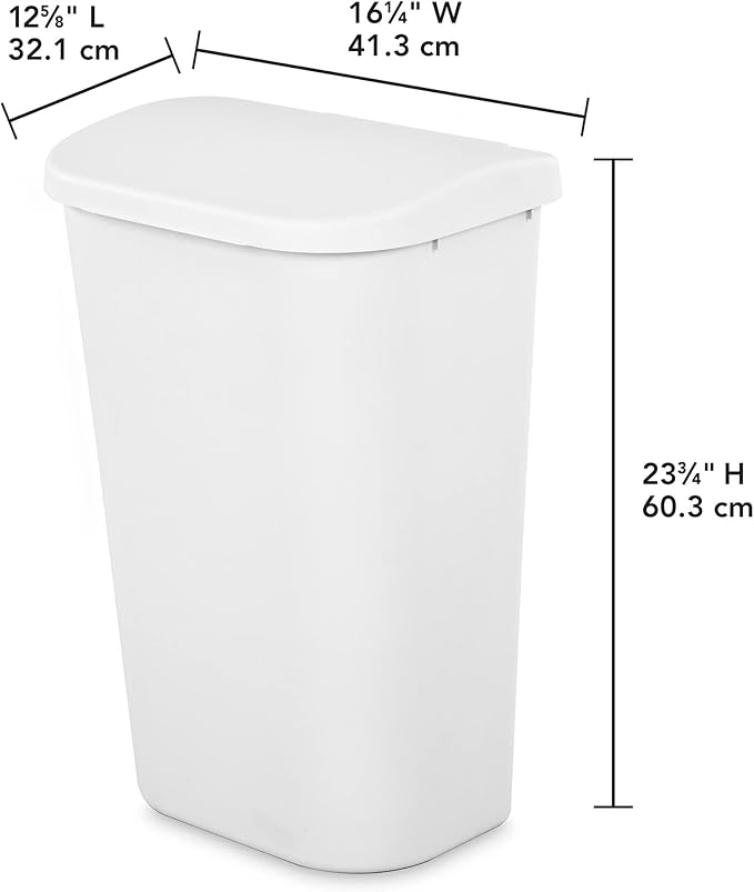 Sterilite 10758006 11.3 gal Lift Top Wastebasket White