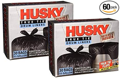 Husky HKK55030B True Tie 55-Gallon Drum Liners 30-Count. (2 PK)