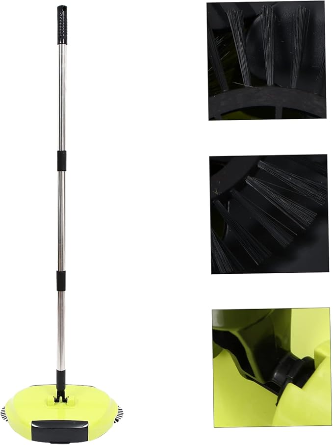 Hand Push Sweeper 360° Rotating Broom Dustpan for Easy Cleaning Random