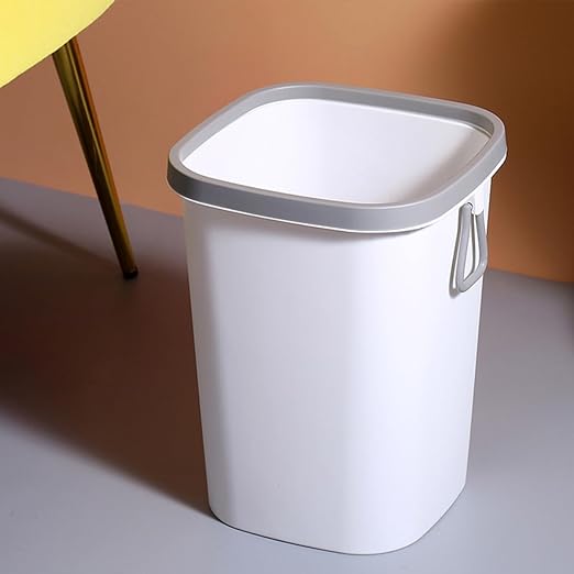 Press-Type Trash Can with Lid 13L Gray Plastic Garbage Bin for Bathroom Kitchen Living Room Household Wastebasket with Cover Nordic Style Large Capacity