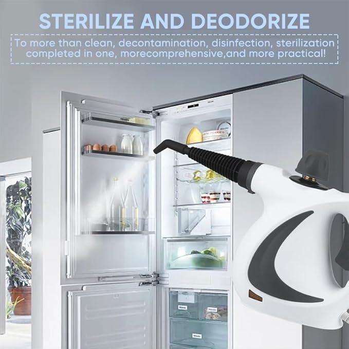 Handheld Pressurized Steam CleanerPower Washerwith 1 Set Accessories Multi-Purpose Steamer for Cleaning Car Furniture Floor Upholstery Grout and Tile (1 set+5 fabrics)
