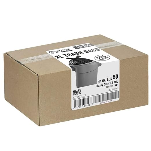 Ultrasac Heavy Duty 45 Gallon Trash Bags Huge 50 Count/w Ties) - 1.8 MIL - 38 x 45 - Large Black Plastic Garbage Bags for Contractor Industrial Home Kitchen Commercial Yard Lawn Leaf