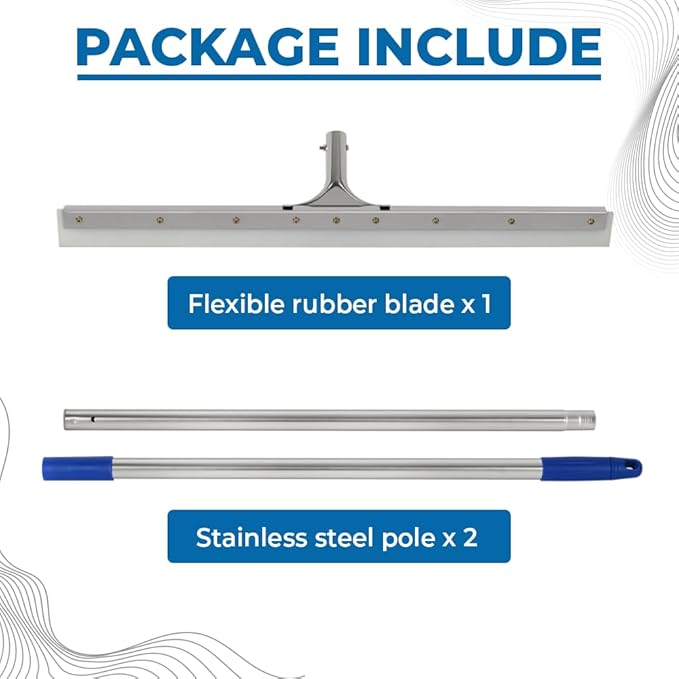 MHM AquaSlide PushPro – 28-Inch Heavy Duty Squeegee for Concrete Floors &amp Wet Surfaces | Industrial Rubber Blade Water Removal Tool for Garages Warehouses Driveways &amp Commerical Use
