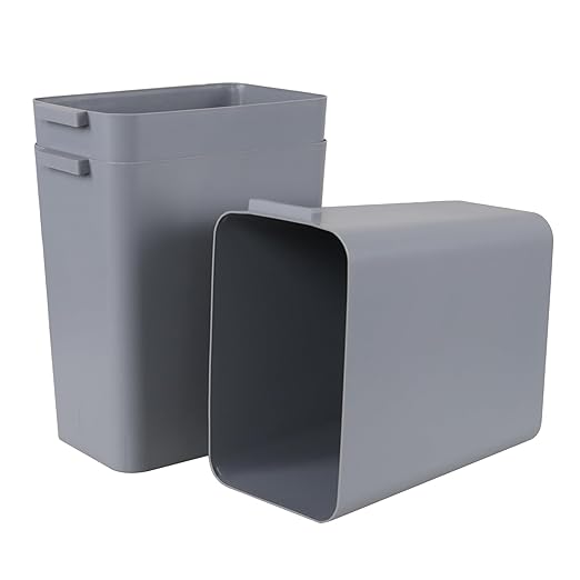 4.5 Gallon Small Plastic Waste Basket Office Garbage Cans 3 Packs Gray