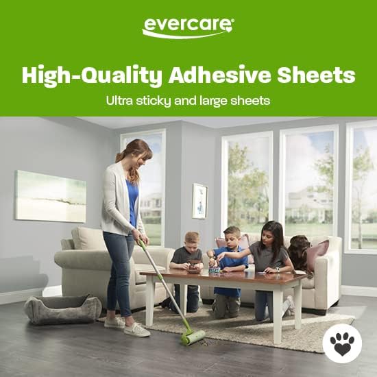 Evercare Pet Mega Lint Roller Value Pack with Two 50-Sheet Refills - Includes Refillable Lint Roller Adhesive Sheets Versatile Cleaning Uses Home and On-The-Go Use Extendable Handle
