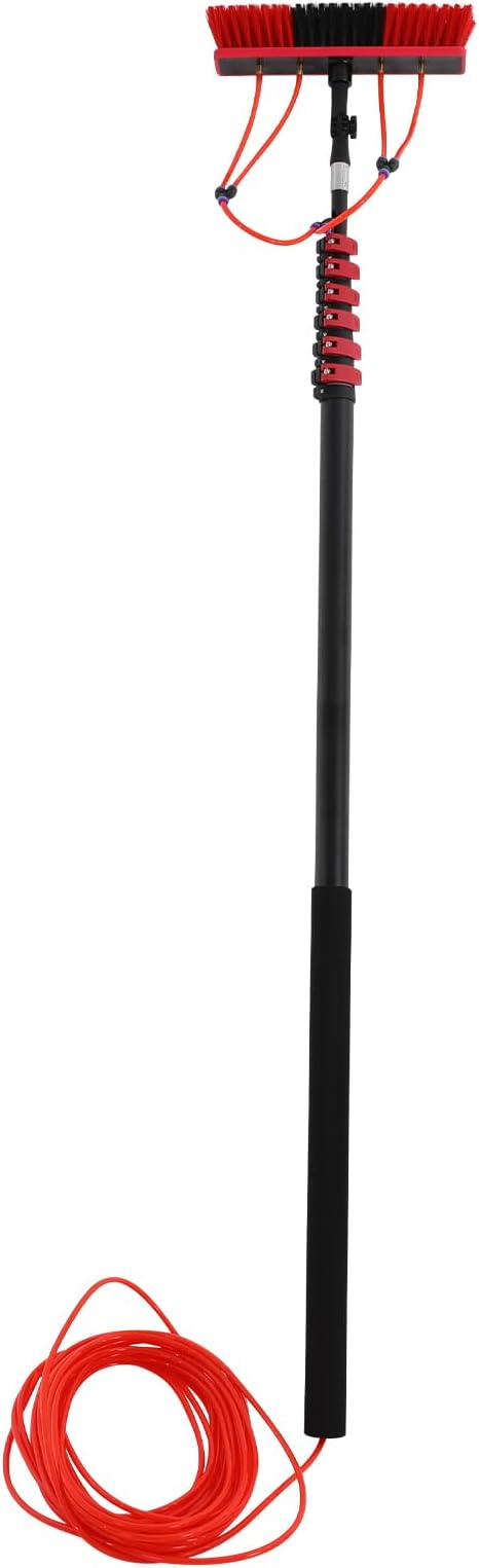 29.5FT Window Cleaning Water Fed Brush Kit 13.2'' Detachable Brush Head Window Glass Washing Cleaner Equipment Kit Adjustable Telescopic Pole Tool for Household &amp Outdoor