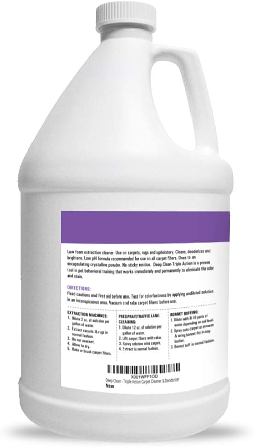 Professional Strength Deep Clean (Gal.) 3X Carpet Cleaner Solution &amp Deodorizer Concentrated Encapsulating Carpet Shampoo Pet Odor &amp Dirty Carpet Cleaning Solution 128 fl oz.