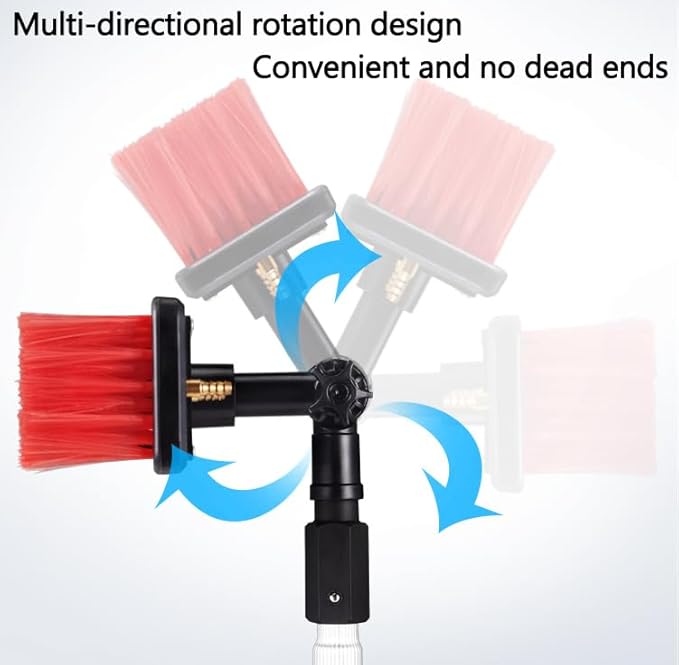 Glass Cleaning Brush Home Water Fed Telescopic Pole Kit Solar Panel Brush Rotating for Photovoltaic PanelTelescopic Roof Cleaning Brush with Water Pipes and Brooms Extendable Pole for High