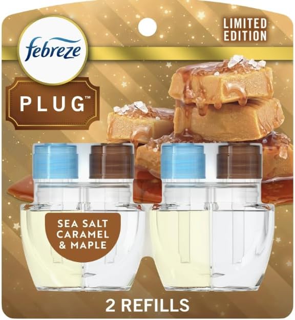 F.e.b.r.e.z.e Odor-Fighting Fade Defy Plug Air Freshener (2) of 0.87 fl oz Refills (Sea Salt Caramel &amp Maple)