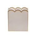 Jaye's Studio Decorative Trash Can Taupe &amp Gold Waste Basket Magazine Holder Metal Bathroom Wastebasket for Gold Office Decor &amp Gold Bedroom Decor Scallop Basket Small Waste Bin 7”x10”x7.