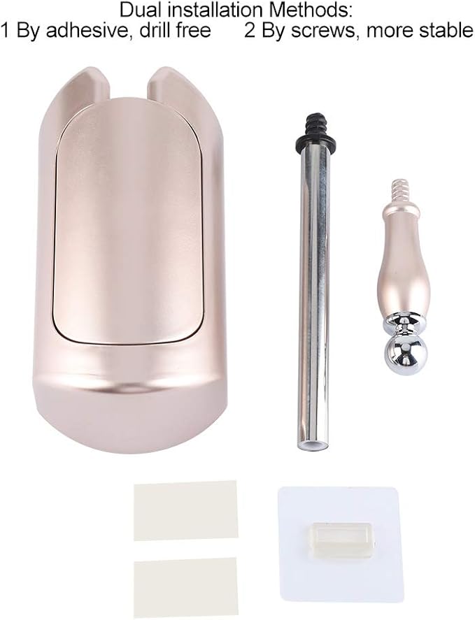 Toilet Bowl Brush and Holder - Stainless Steel Handle Toilet Brush - Household Brush - Tool Set - for HomeHotelBathroom (Rose Gold)