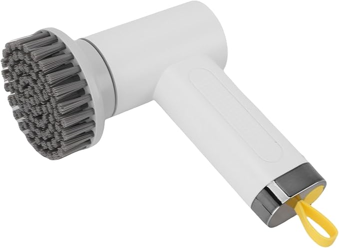 Focket Electric Spin Scrubber Cordless Electric Brush with 3 Replaceable Heads IPX7 Adjustable 2 Speeds for Bathroom Kitchen (White)