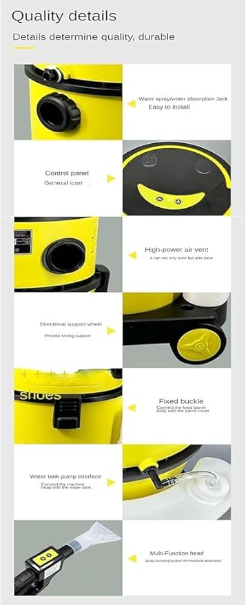 1600w Wet Dry Vacuum 2-in-1 Upholstery Cleaner Carpet Cleaner and Wet Dry Vacuum 25l Stainless Steel Container