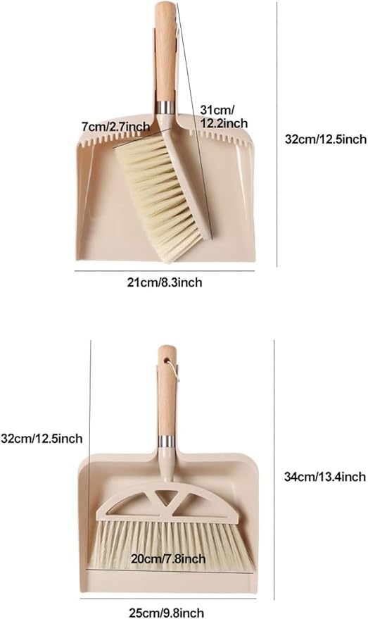 Whisk Broom Hand Held Hand Broom Wooden Handle Drafting Brush and Dustpan Set Bench Suitable for DesktopWorkbench(A)