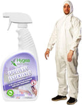 Hygea Natural Spotless Essentials 2-in-1 all purpose cleaner and Mite Spray (Lavender Breeze scent) 24oz + Disposable Coveralls to protect clothing (2X-Large) Bundle