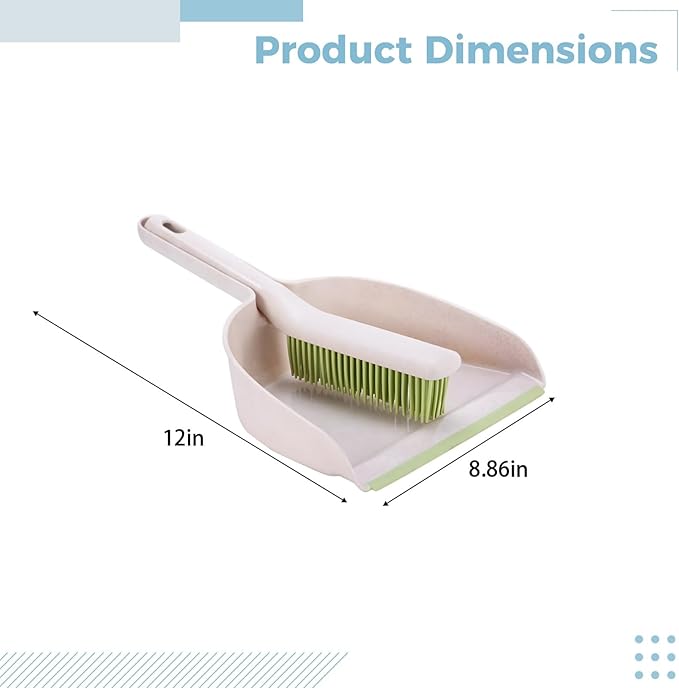 Hand Broom and Dustpan Set Small Rubber Portable Brush Desk Cleaner