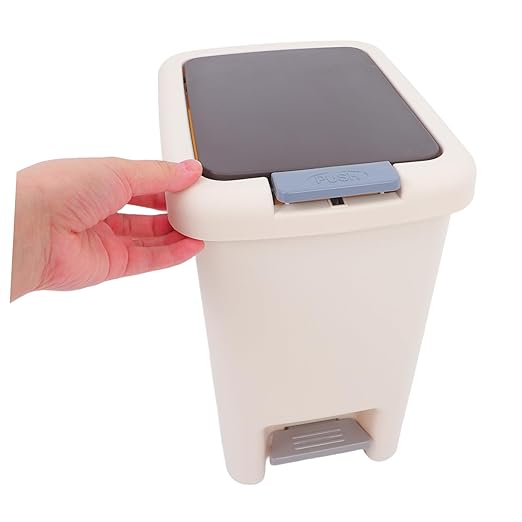 Alipis Pedal Trash Can Bathroom Waste Basket Plastic Recycling Can Lid Easy to Clean for Bedroom Kitchen Office