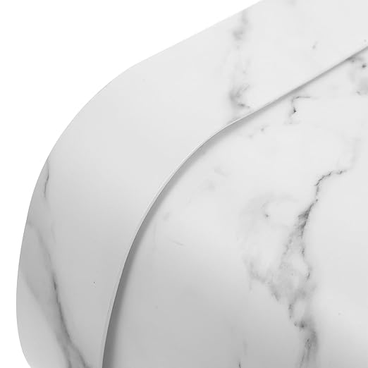 Uonlytech Marble Look Narrow Gap Trash Can Decorative Bedroom Garbage Bin White Compact Wastebasket for Kitchen Bathroom Dorm Room Use 1pcs