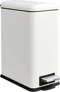 Bathroom Trash Can 2.6 Gallon Trash Can with Lid Stainless Steel Pedal Trash Bin with Removable Liner for Bathroom Bedroom Kitchen Office10 Liter White Garbage Can