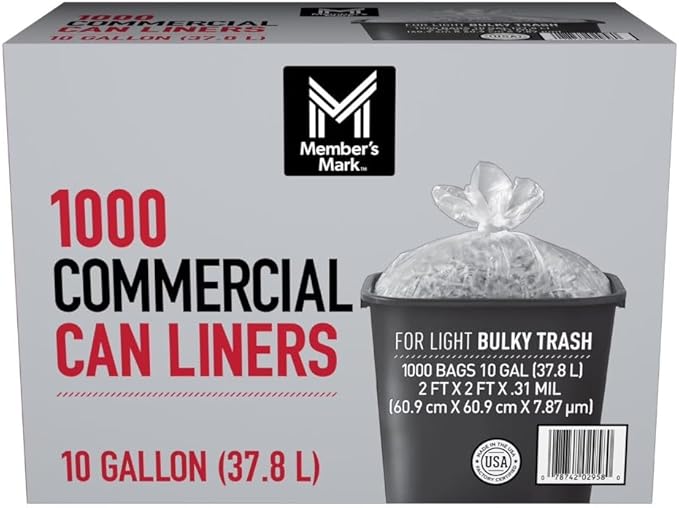 Member Mark 10-Gallon Commercial Can Liners - 1000 ct