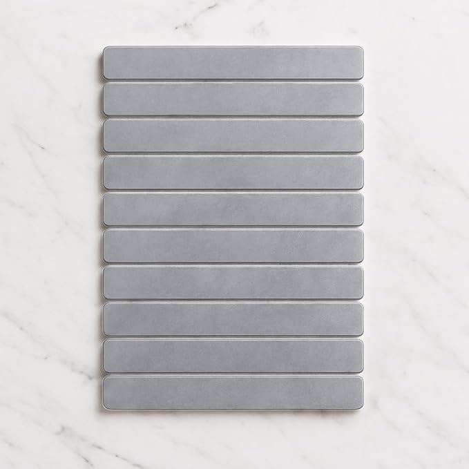 Premium Foldable Stone Bath Mat - Ultra Absorbent Quick Drying Compact Easy to Store &amp Clean Non-Slip Diatomaceous Earth Bath Shower Mat (Light Grey)