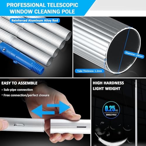 Glass Cleaning Brush Home Water Fed Telescopic Pole Kit Solar Panel Brush Rotating for Photovoltaic PanelTelescopic Window Cleaning Pole with Solar Panel Brush Outdoor Window Cleaning Equip