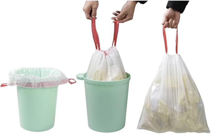 10 Gallon Kitchen Trash Bags White Drawstring Garbage Bags 120 Counts
