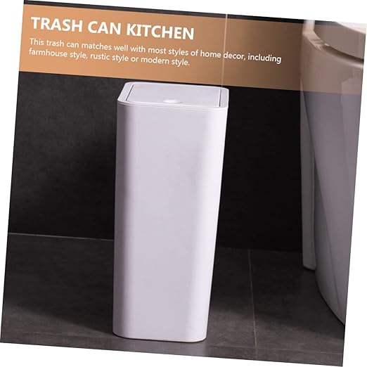 Small Trash Can with Lid Plastic Waste Basket for Bathroom Kitchen Office Compact Design for Narrow Spaces Reliable Trash Container for Home