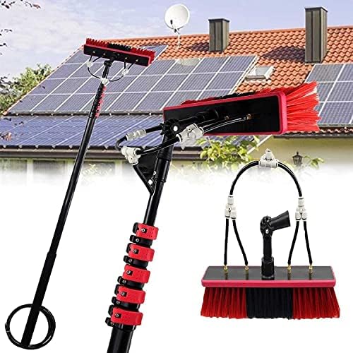 Glass Cleaning Brush Home Water Fed Telescopic Pole Kit Solar Panel Brush Rotating for Photovoltaic PanelWindow Cleaning Pole Water Fed Telescopic Brush Extendable Solar Photovoltaic Panel