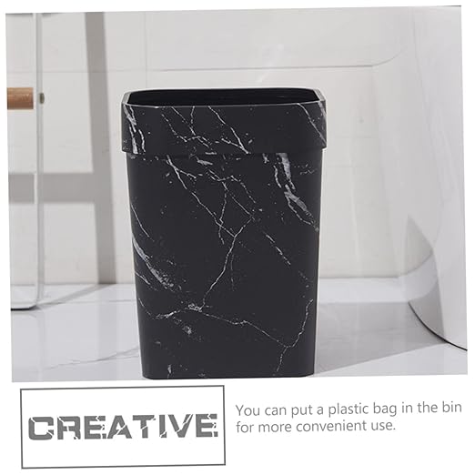 IMIKEYA Marble Small Square Trash Can Lidless Wastebasket with Non Slip Thick Base Compact Bathroom Garbage Container for Home Hotel Ktv Versatile Industrial Style