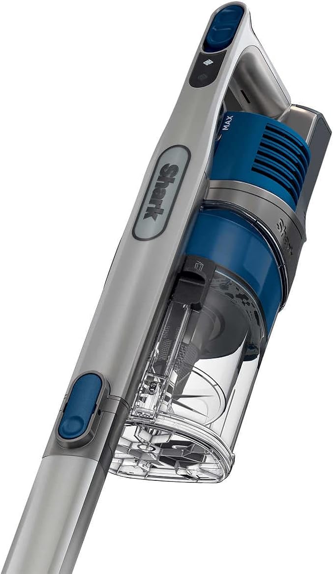 Shark UZ365H Anti-Allergen Pet Plus Cordless Stick Vacuum Self-Cleaning BrushRoll PowerFins Crevice Tool Upholstery Tool 40min Runtime Silver/Blue (Renewed)