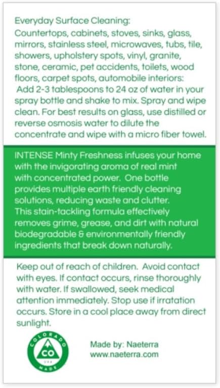 Naeterra Double the Mint Ultra Concentrated Multi-Purpose Cleaner – 64oz All-Natural Powerful &amp Refreshing Household Cleaning Solution Renders up to 24 Gallons of multi purpose cleaner